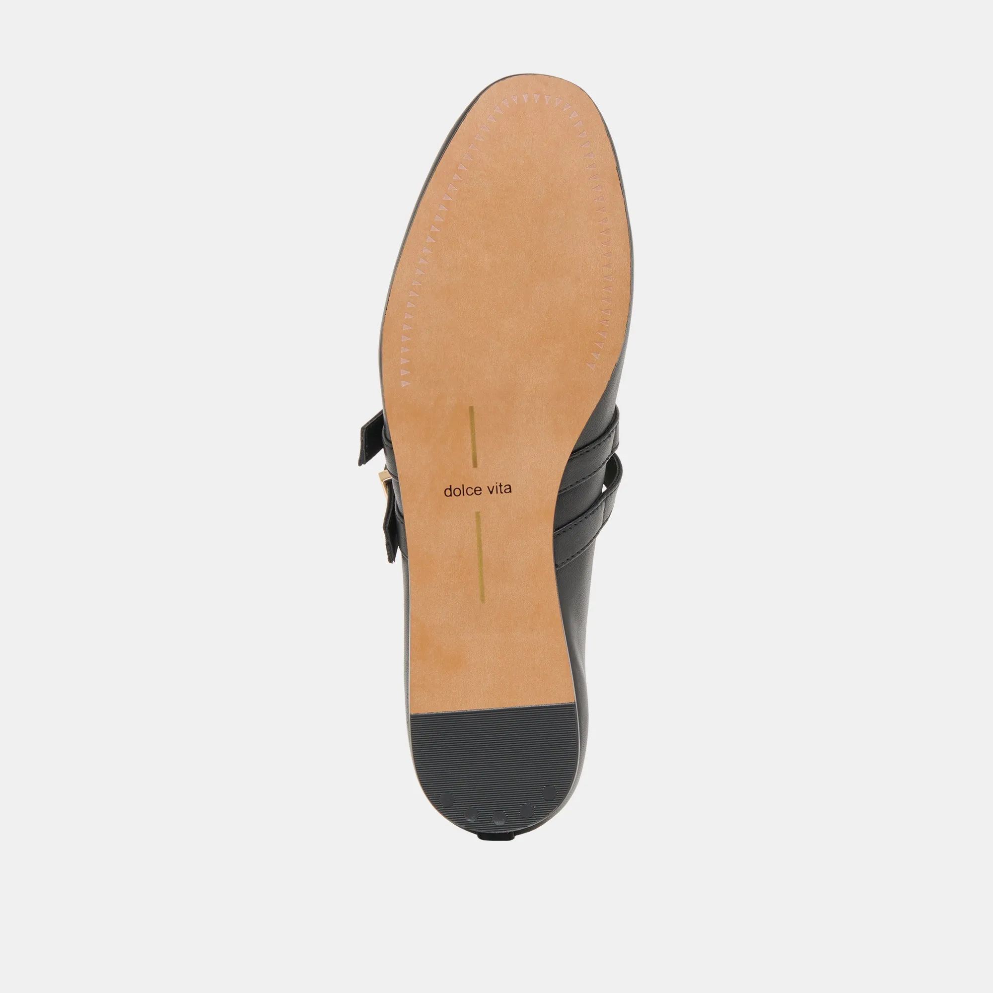 BAYLEE WIDE BALLET FLATS BLACK LEATHER
