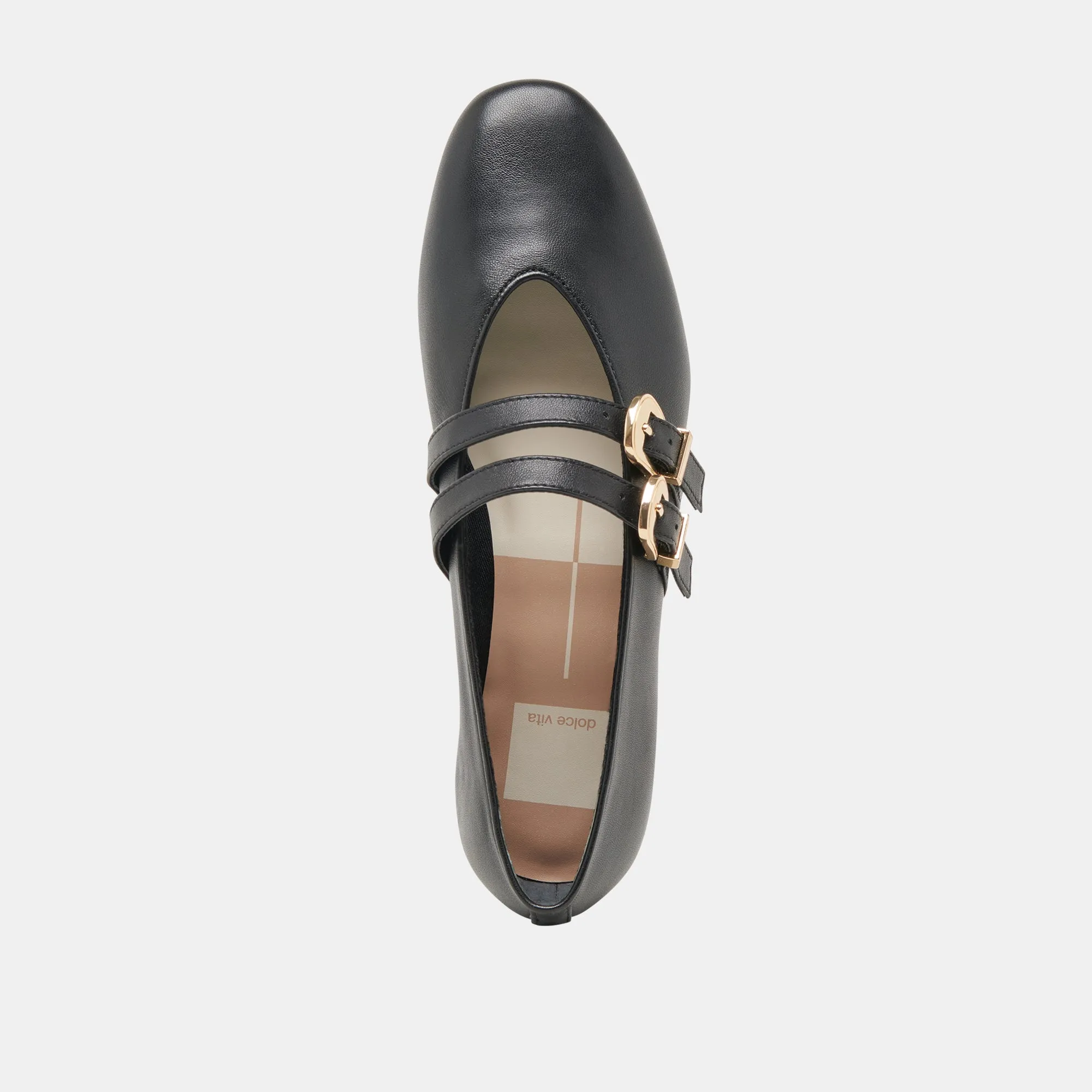 BAYLEE WIDE BALLET FLATS BLACK LEATHER