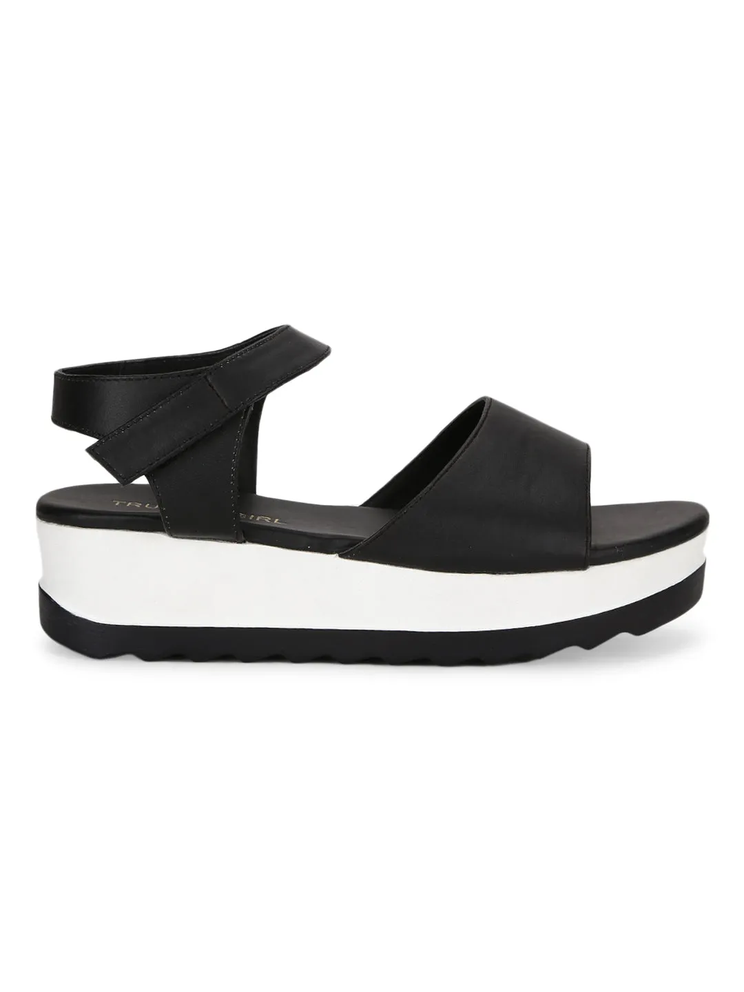 Black PU Platform Wedge Sandals (TC-ST-1168-BLK)