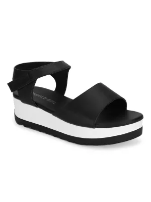 Black PU Platform Wedge Sandals (TC-ST-1168-BLK)