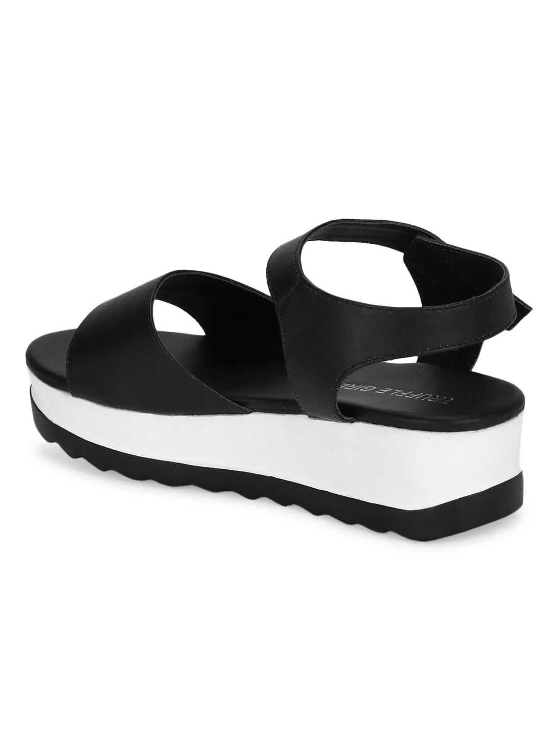 Black PU Platform Wedge Sandals (TC-ST-1168-BLK)