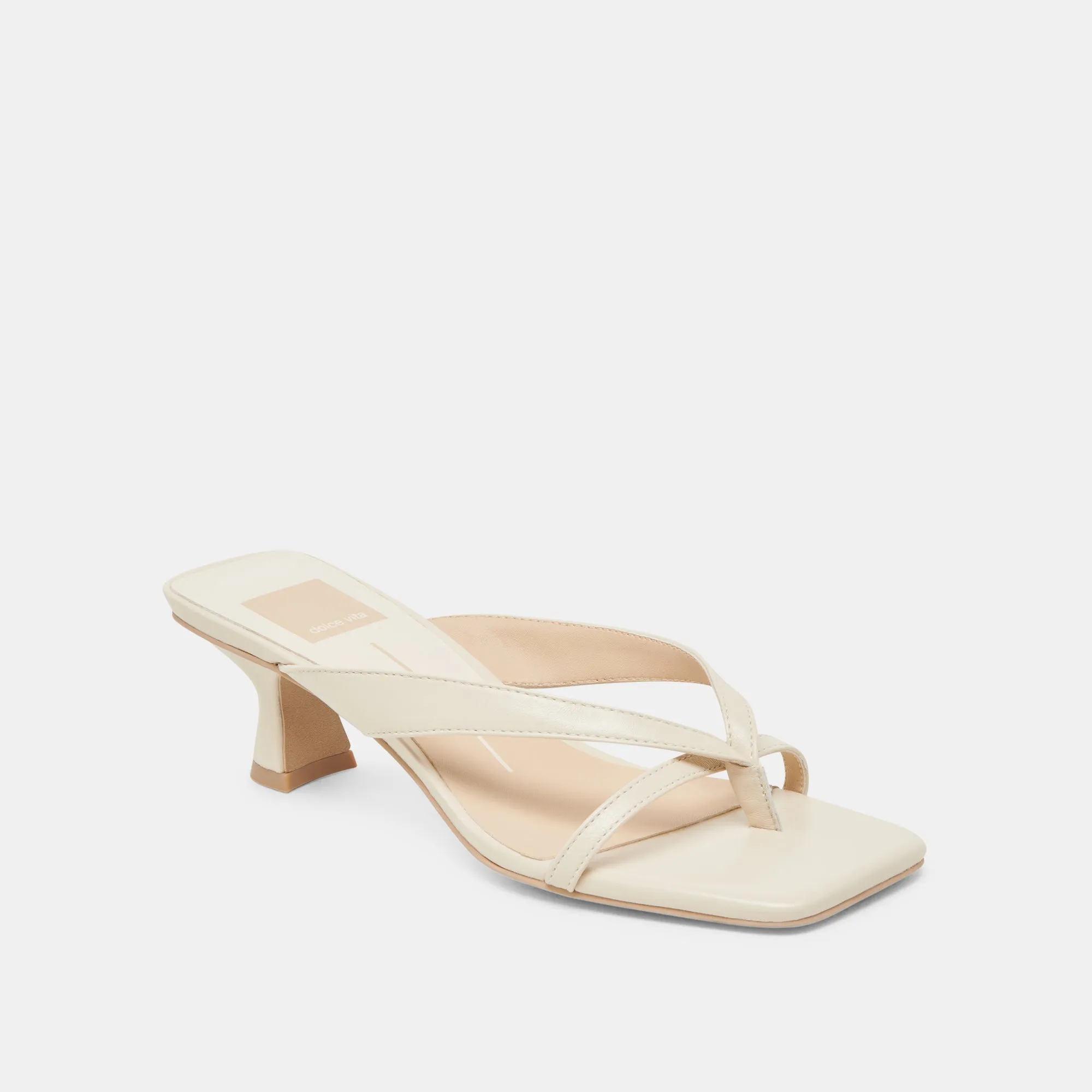 BREVEL WIDE HEELS OFF WHITE LEATHER
