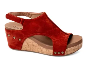 Carley Wedge In Rust Suede