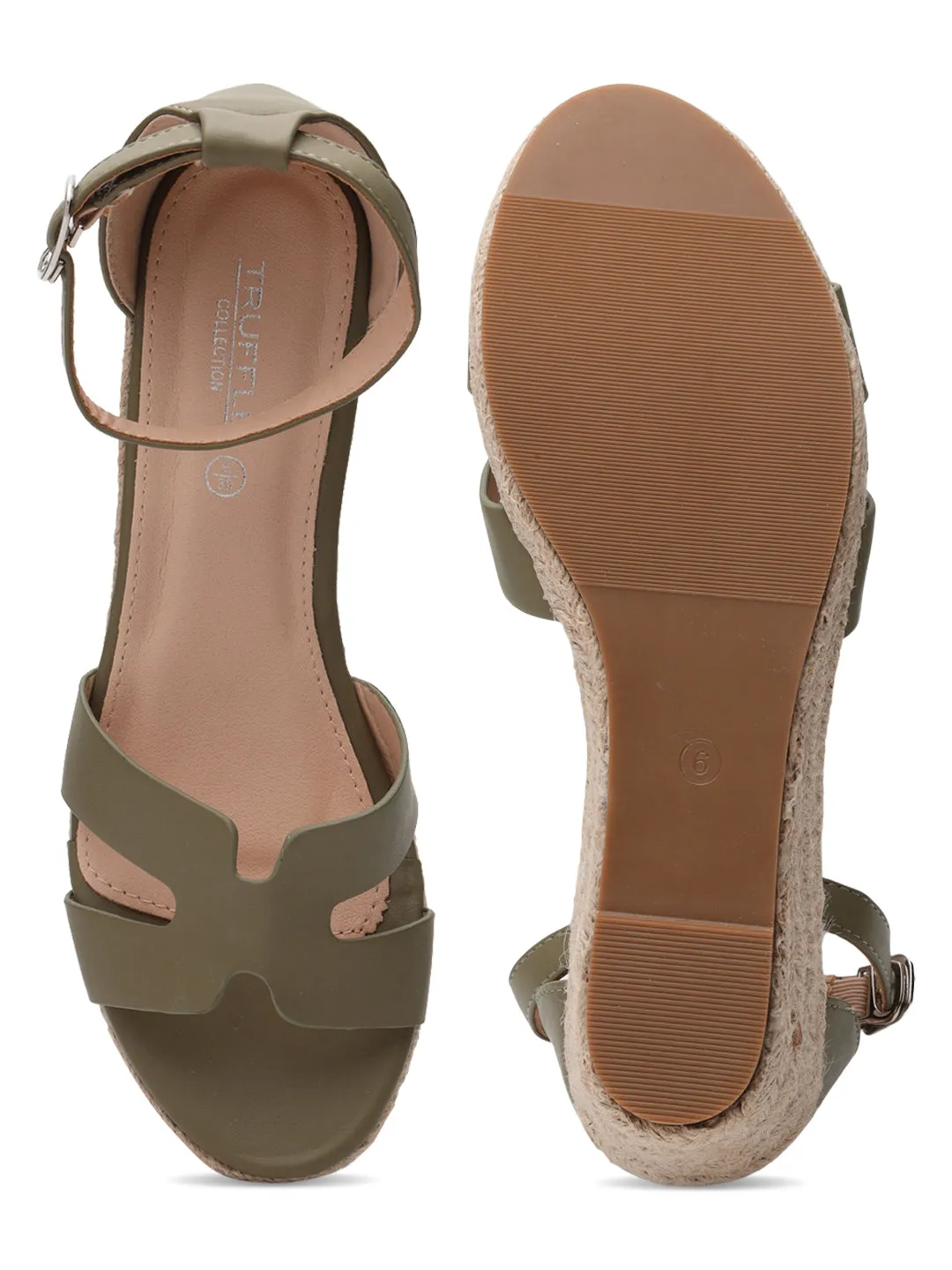 Green PU Stylish Buckle Wedges (TC-RS3659-GRN)