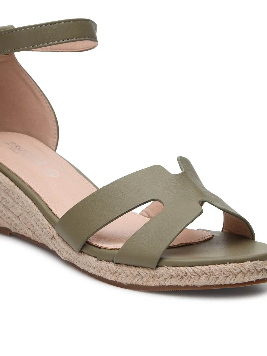 Green PU Stylish Buckle Wedges (TC-RS3659-GRN)
