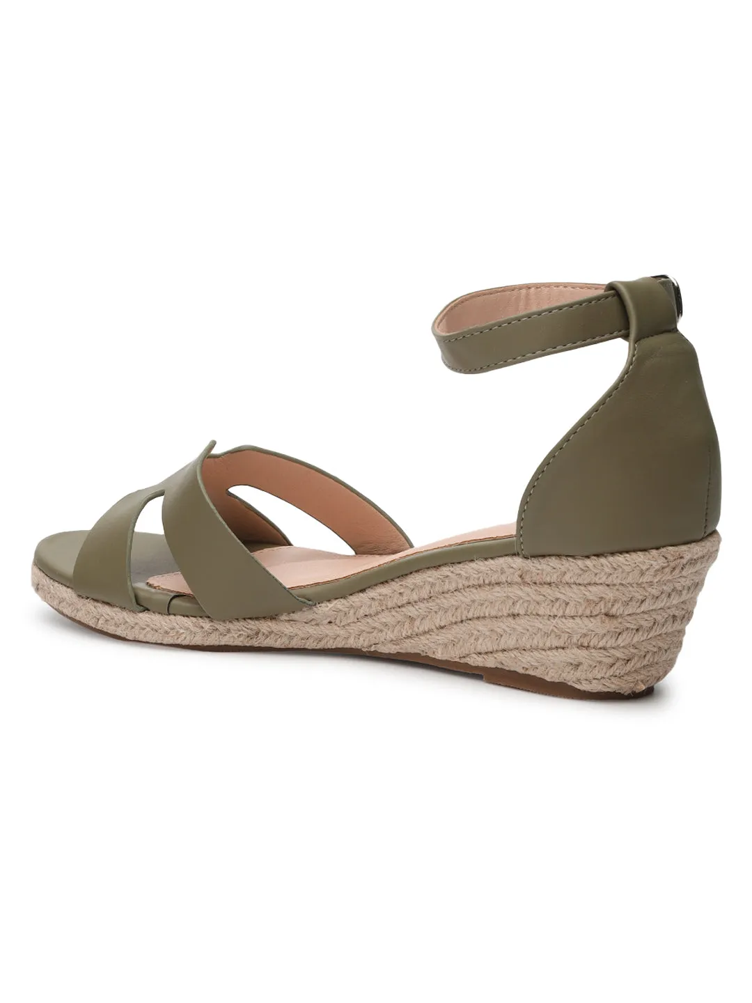 Green PU Stylish Buckle Wedges (TC-RS3659-GRN)