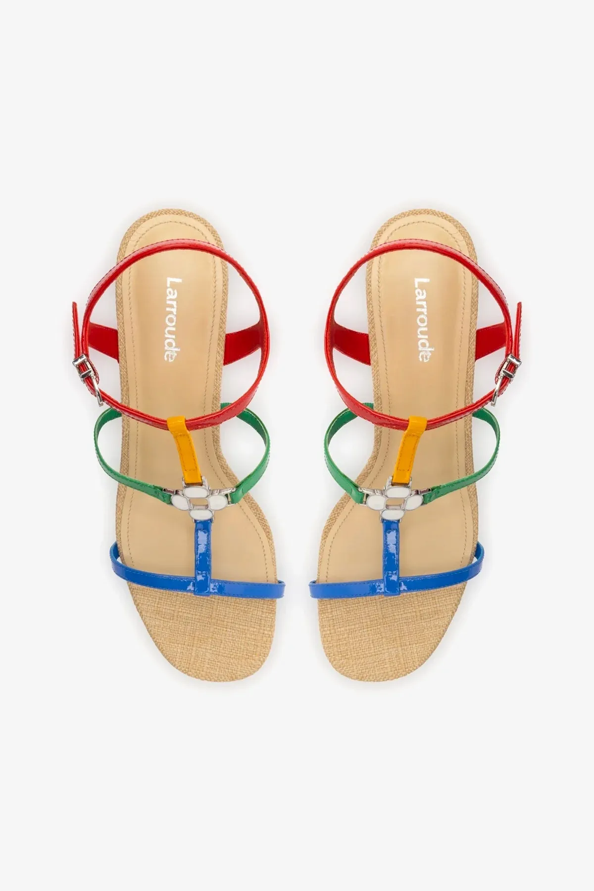 Hana Block In Multicolor Patent Leather and Raffia