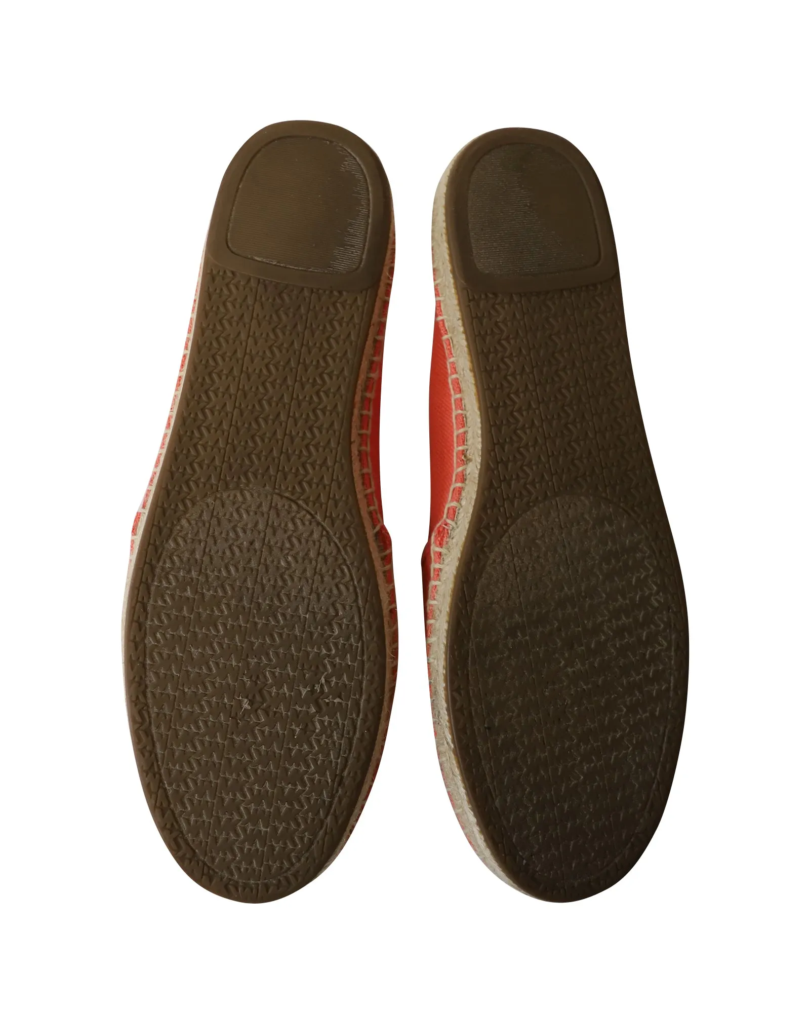Michael Kors Embroidered Logo Espadrilles in Coral Orange Cotton