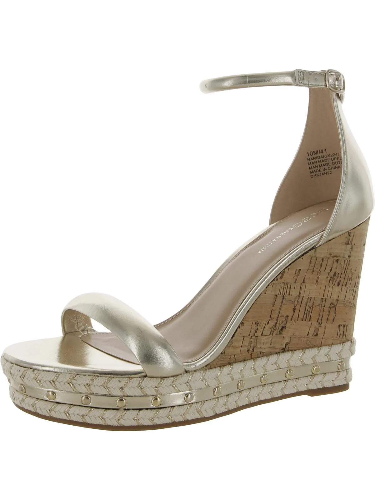 Narida Womens Faux Leather Platform Espadrilles