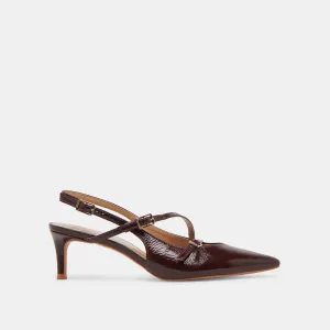 PAMLA MID WIDE HEELS CRANBERRY CRINKLE PATENT