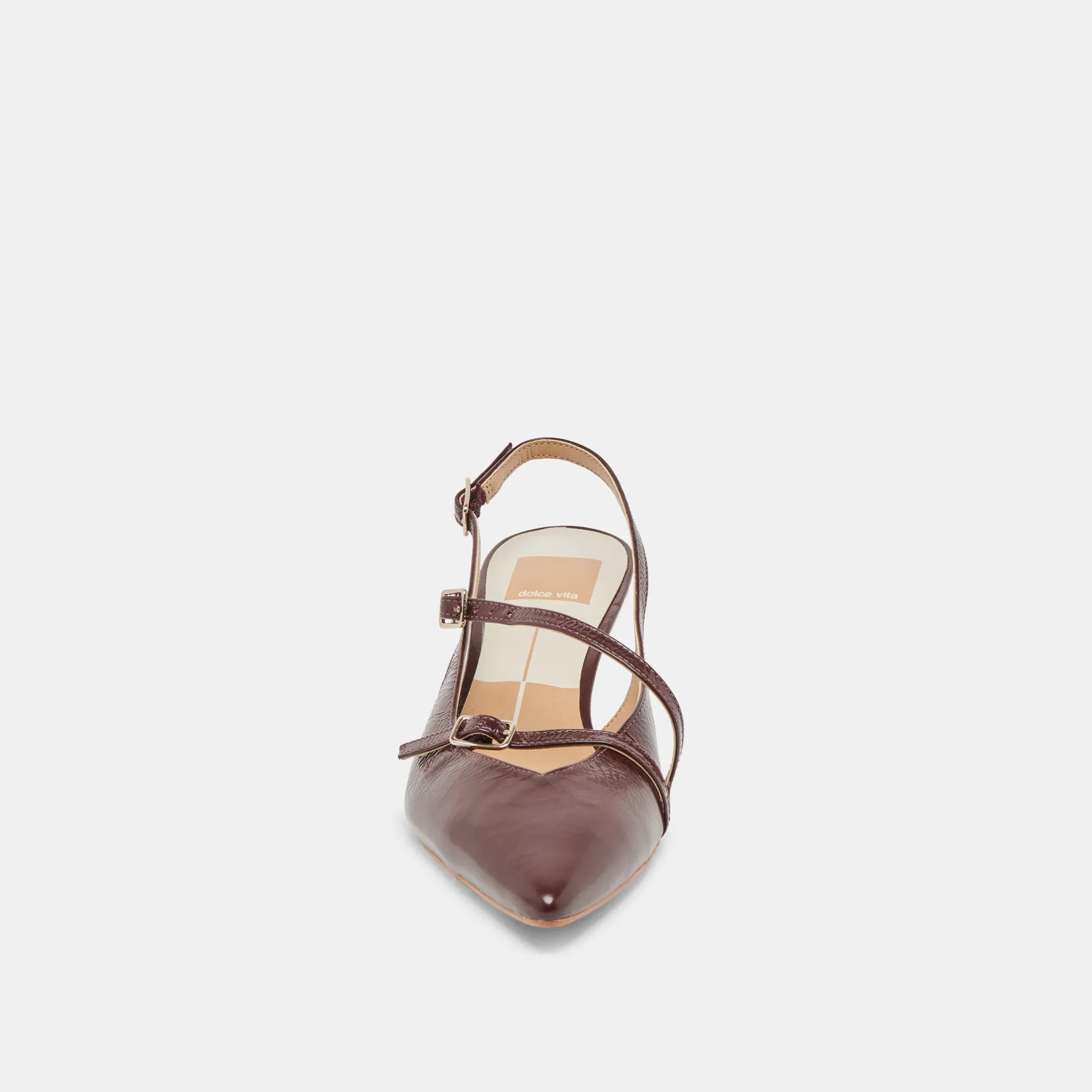 PAMLA MID WIDE HEELS CRANBERRY CRINKLE PATENT