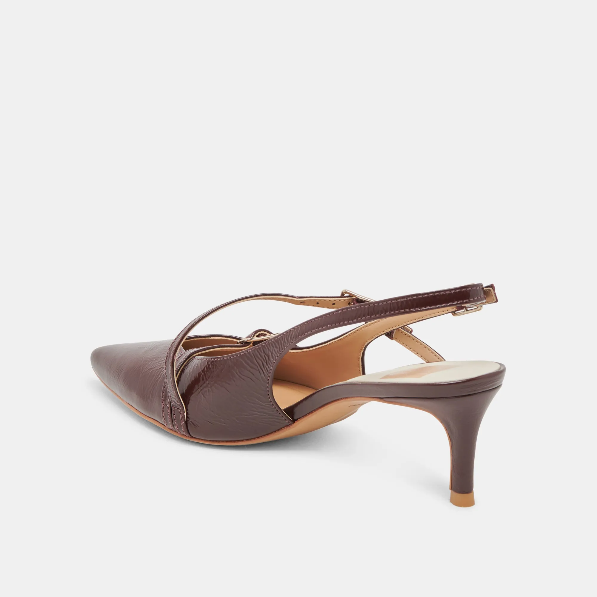 PAMLA MID WIDE HEELS CRANBERRY CRINKLE PATENT