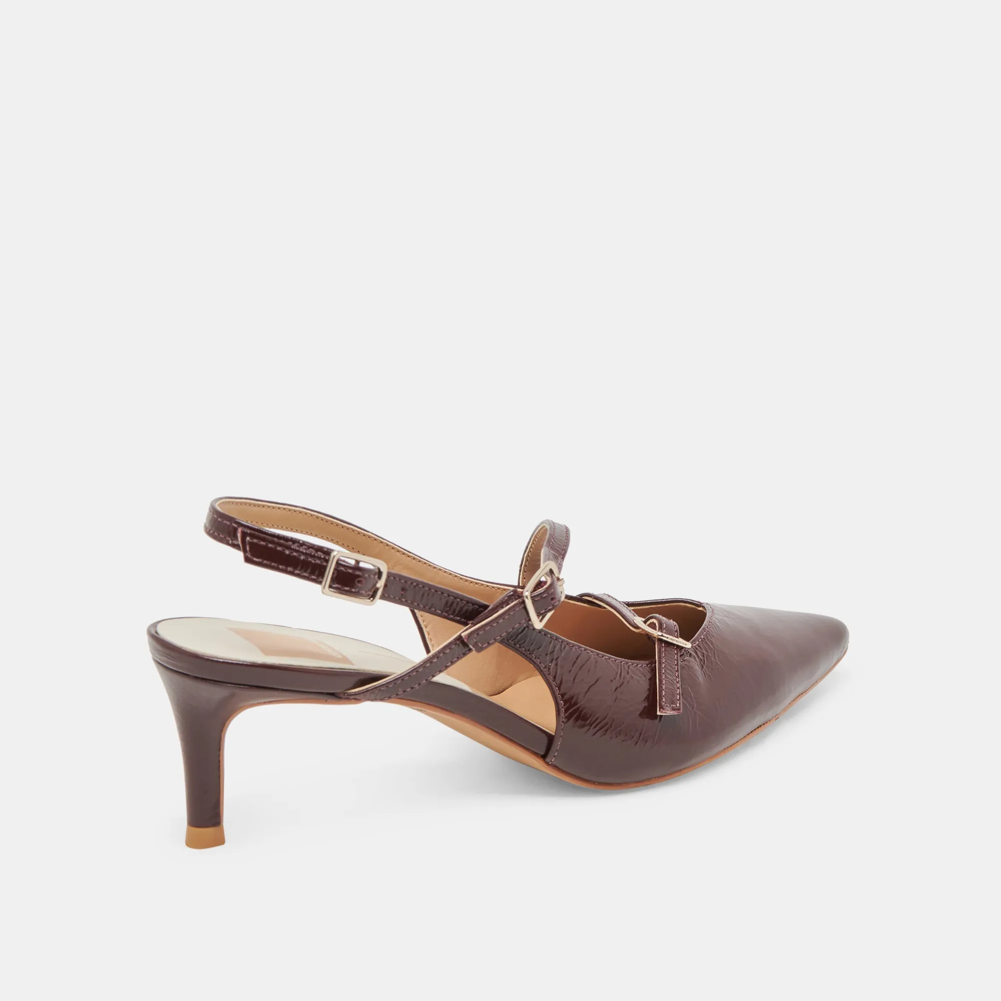 PAMLA MID WIDE HEELS CRANBERRY CRINKLE PATENT