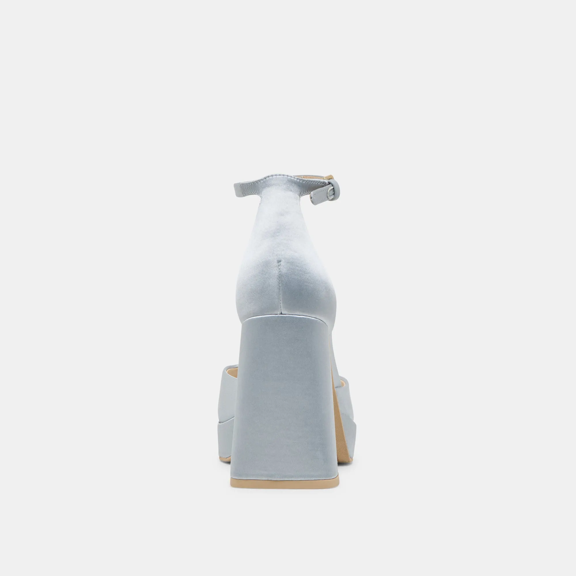 PANDRO HEELS LIGHT BLUE SATIN