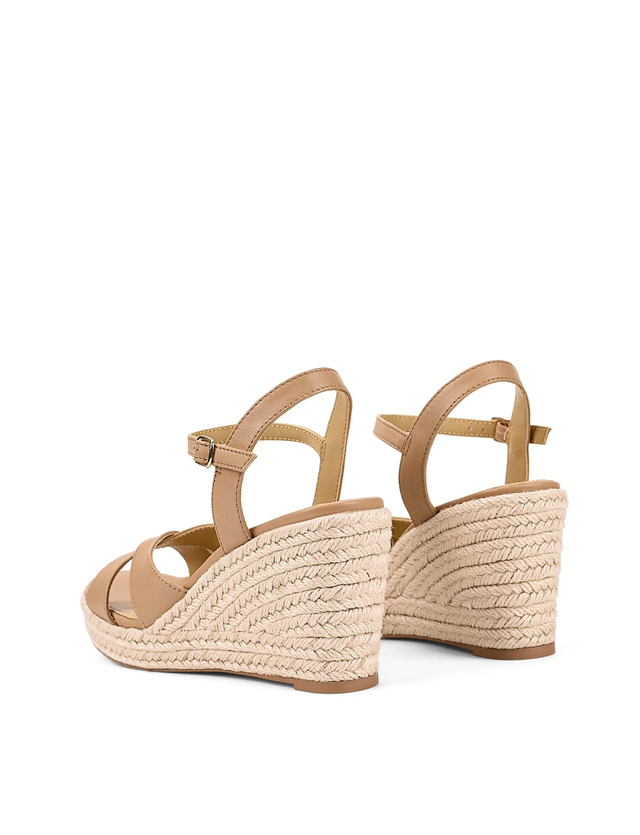 Remmie Rope Wedges - Almond Tan Leather