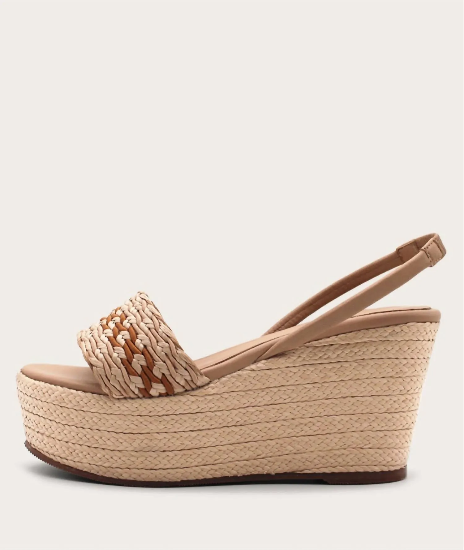 Santiago Raffia Wedge In Almond