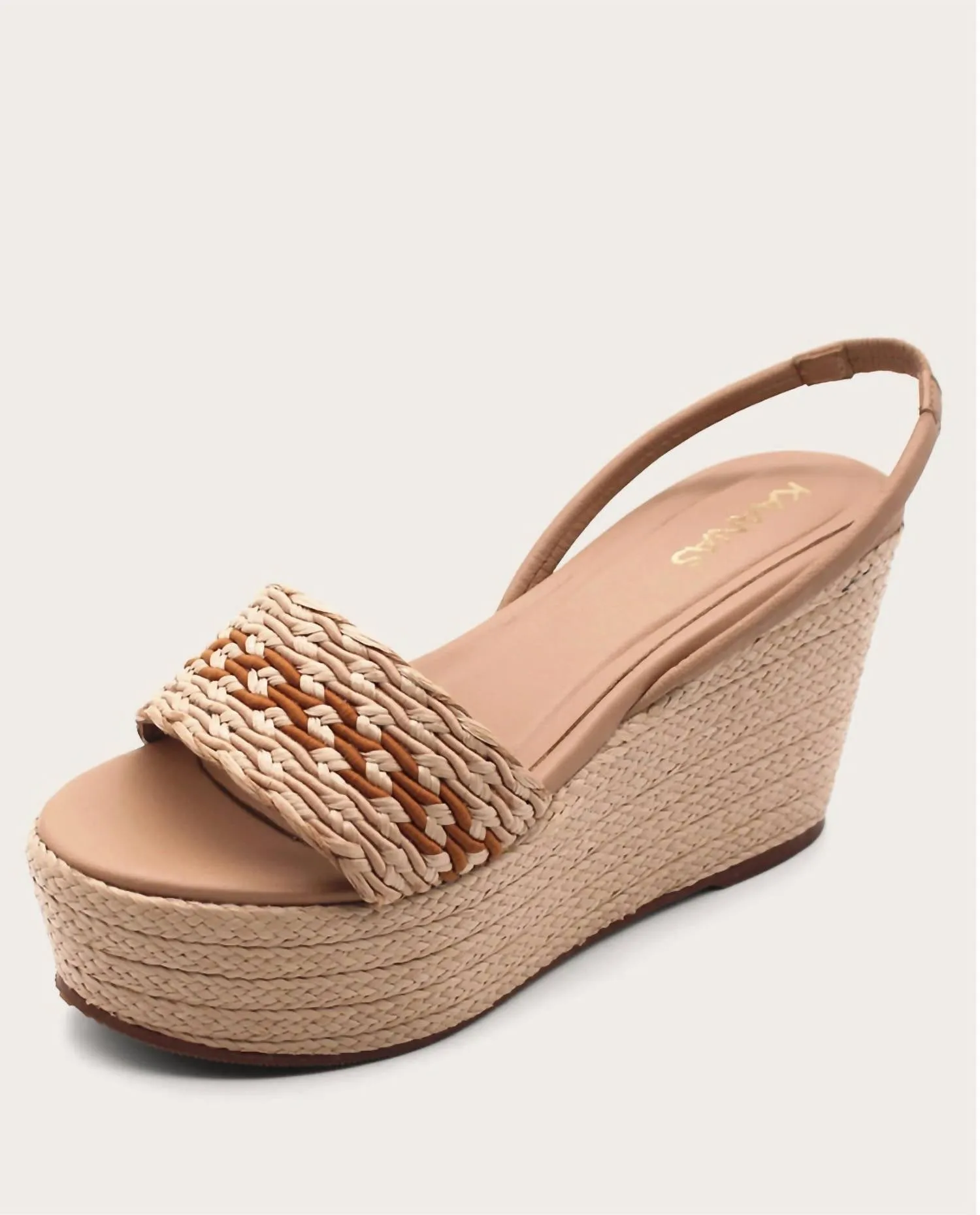 Santiago Raffia Wedge In Almond
