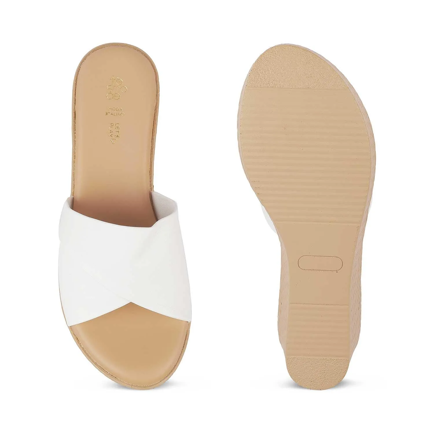 Tresmode Sedge White Women's Dress Wedge Sandals