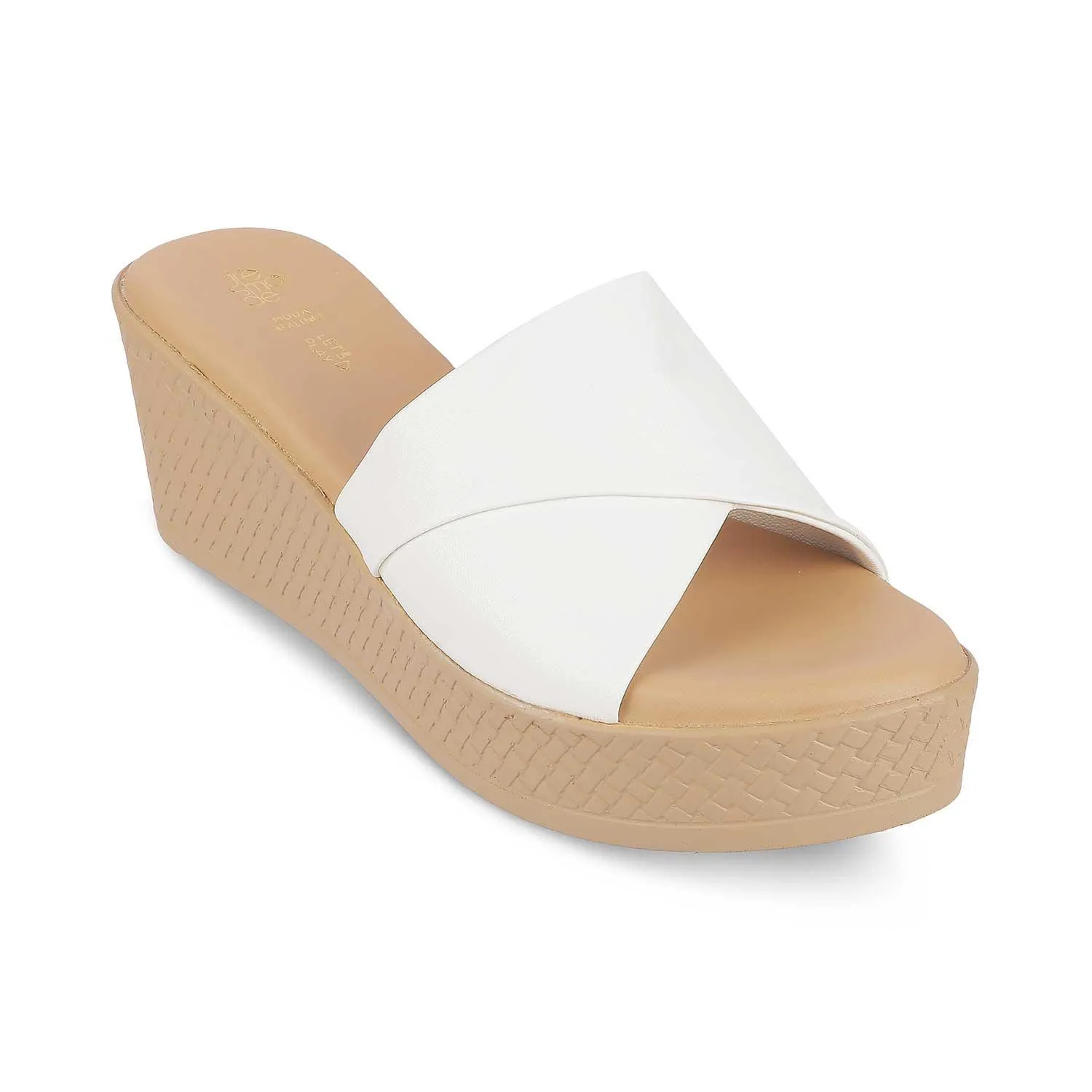 Tresmode Sedge White Women's Dress Wedge Sandals