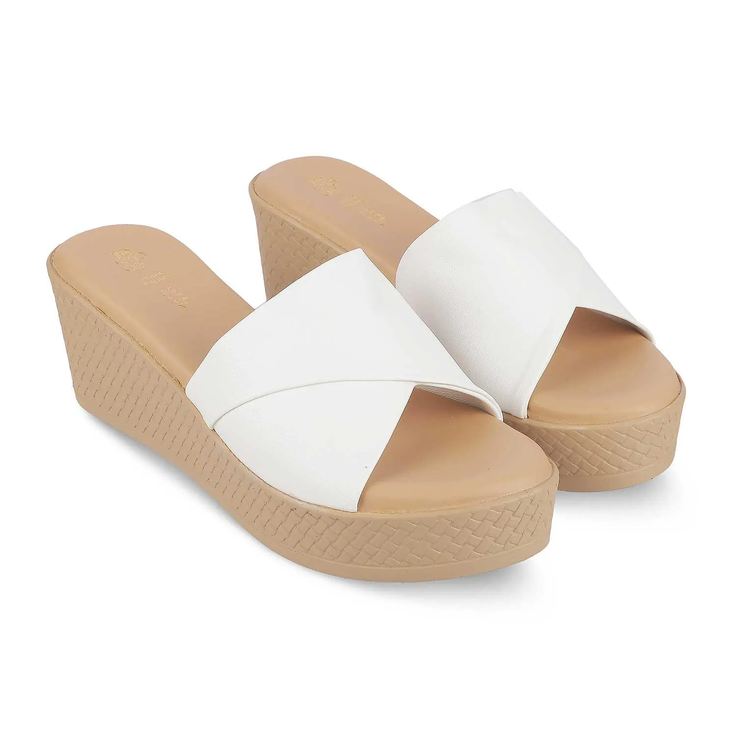 Tresmode Sedge White Women's Dress Wedge Sandals