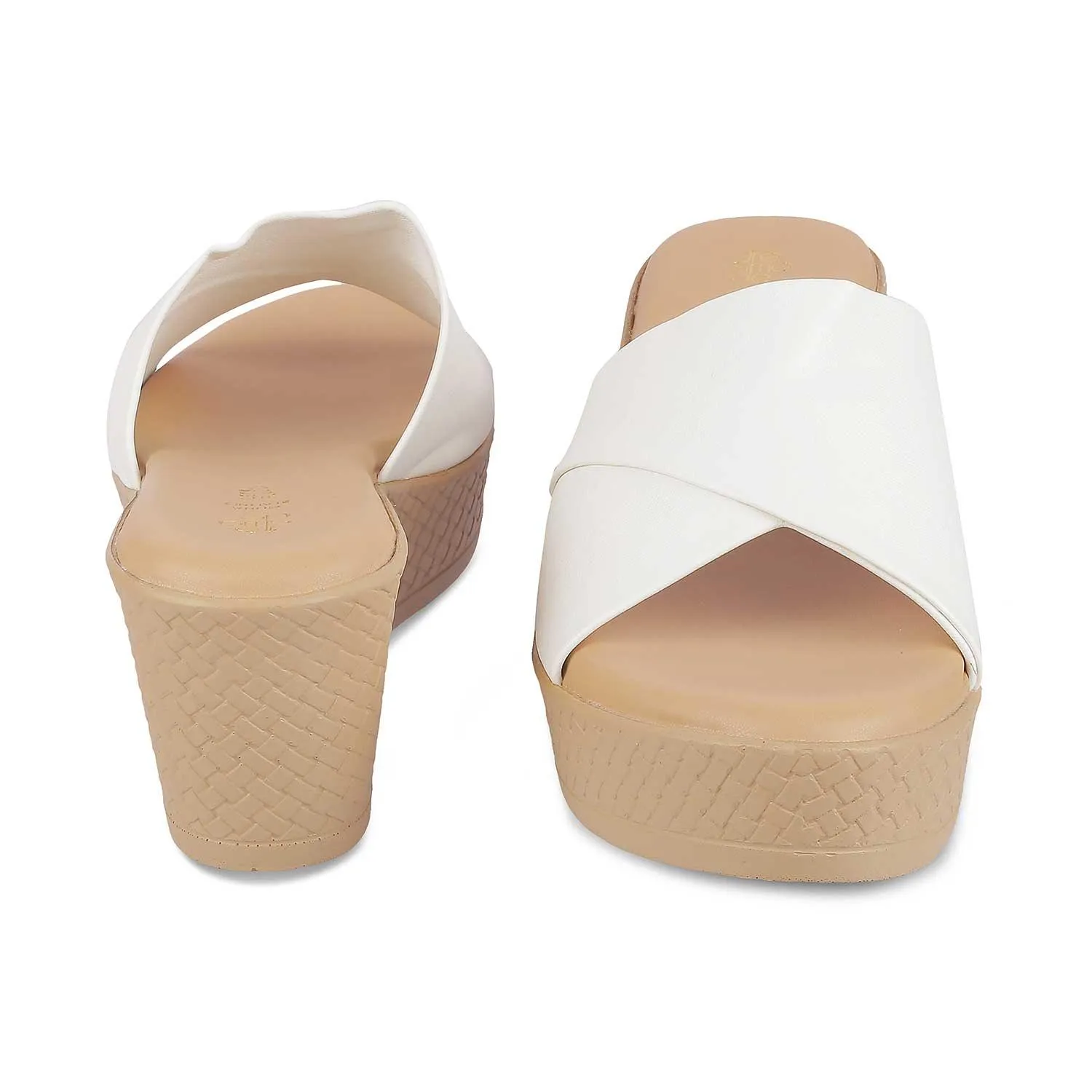 Tresmode Sedge White Women's Dress Wedge Sandals