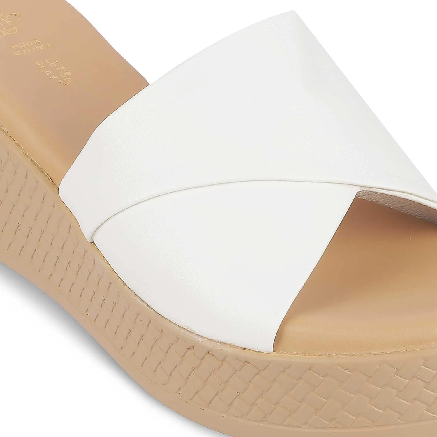 Tresmode Sedge White Women's Dress Wedge Sandals