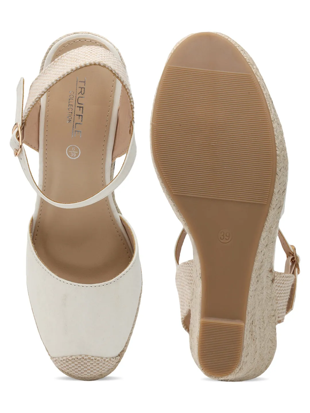 White PU Stylish Buckle Wedges (TC-RS3661-WHT)