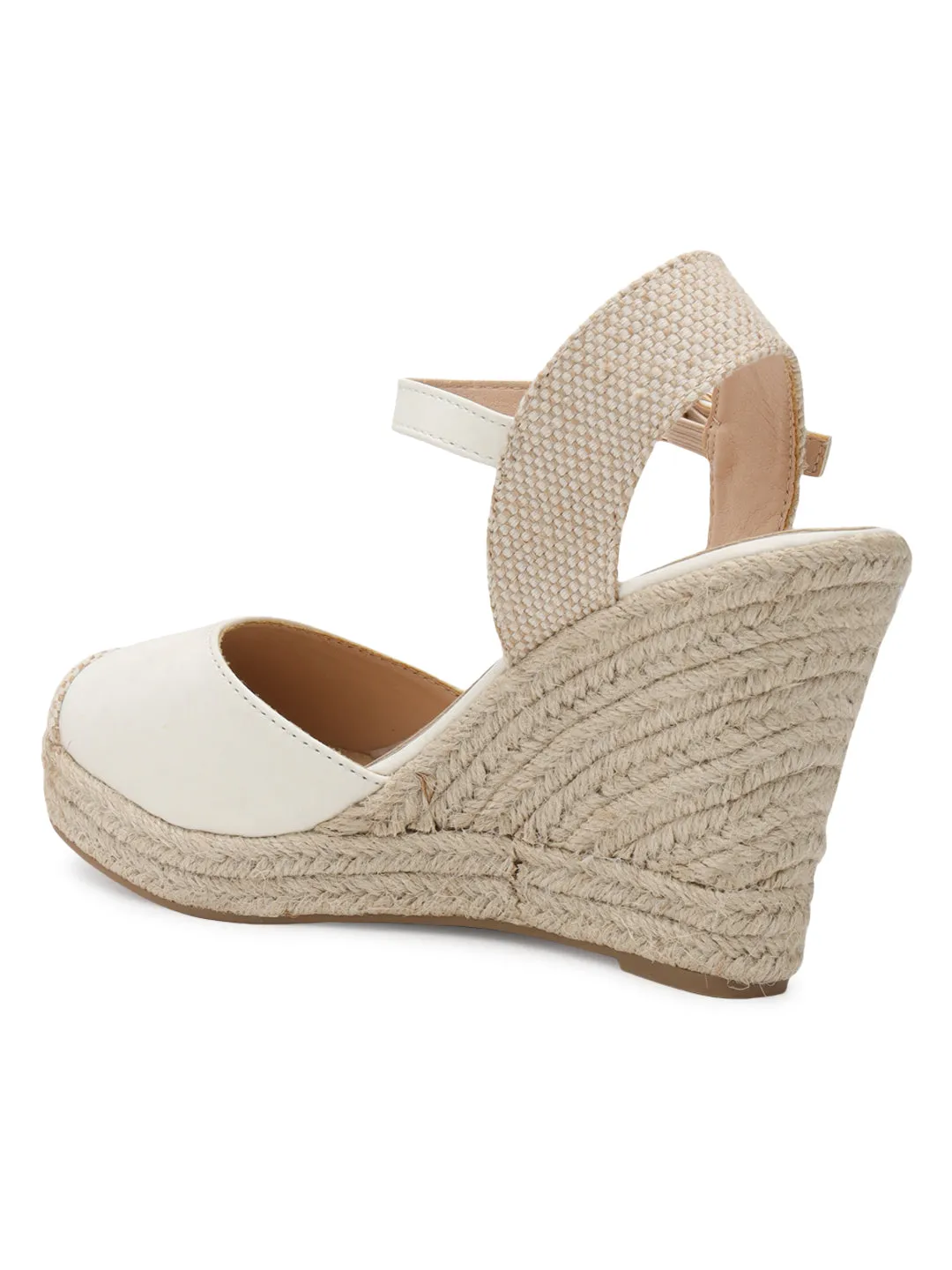 White PU Stylish Buckle Wedges (TC-RS3661-WHT)
