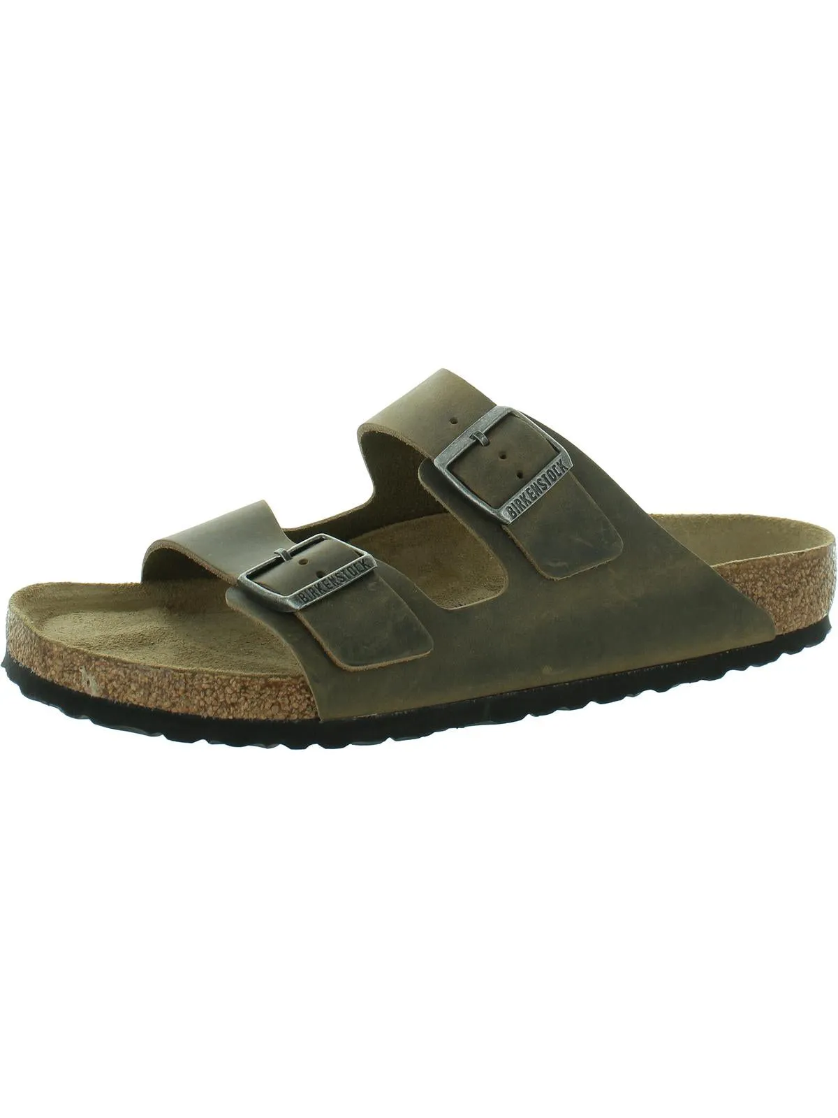 Womens Leather Soft Footbed Slide Sandals