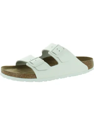 Womens Leather Soft Footbed Slide Sandals