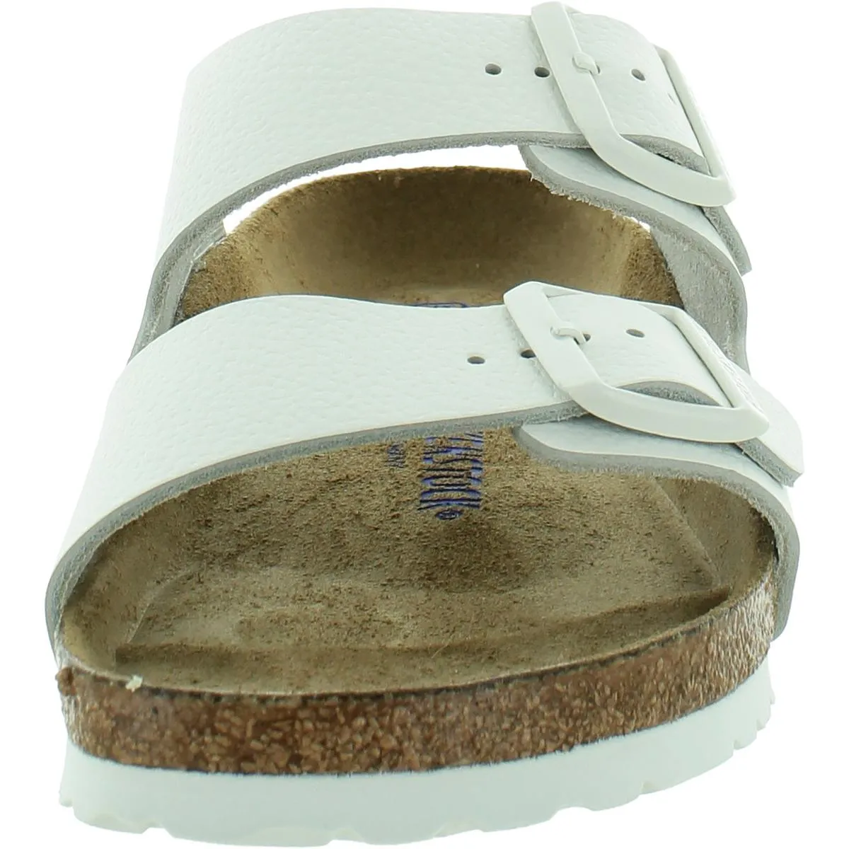 Womens Leather Soft Footbed Slide Sandals