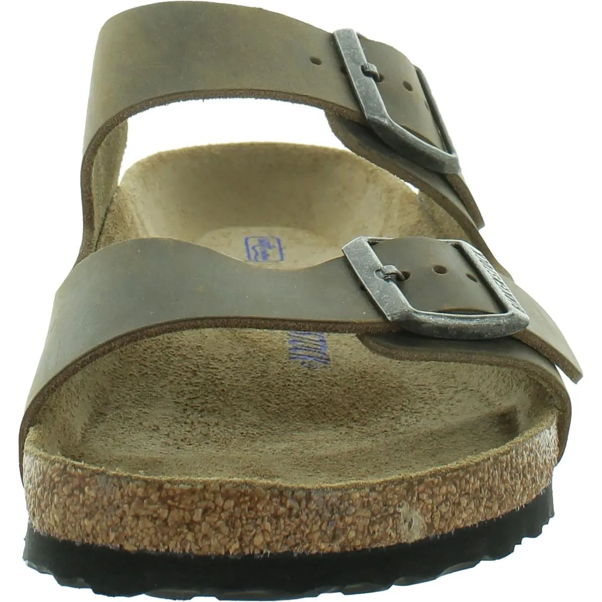 Womens Leather Soft Footbed Slide Sandals