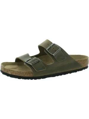 Womens Leather Soft Footbed Slide Sandals