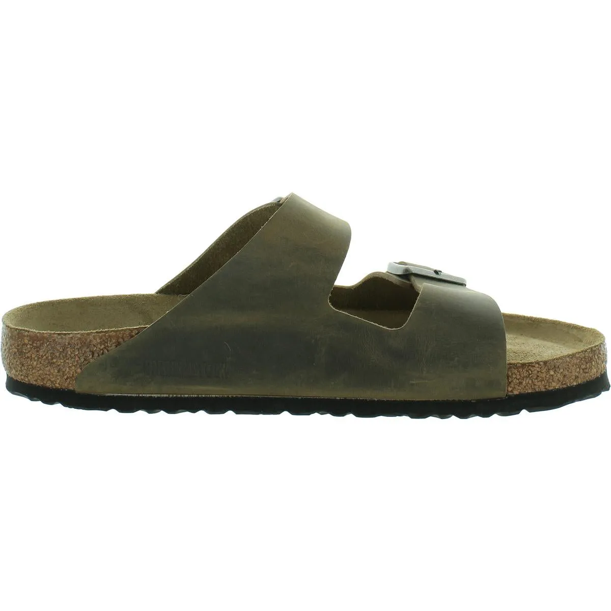 Womens Leather Soft Footbed Slide Sandals
