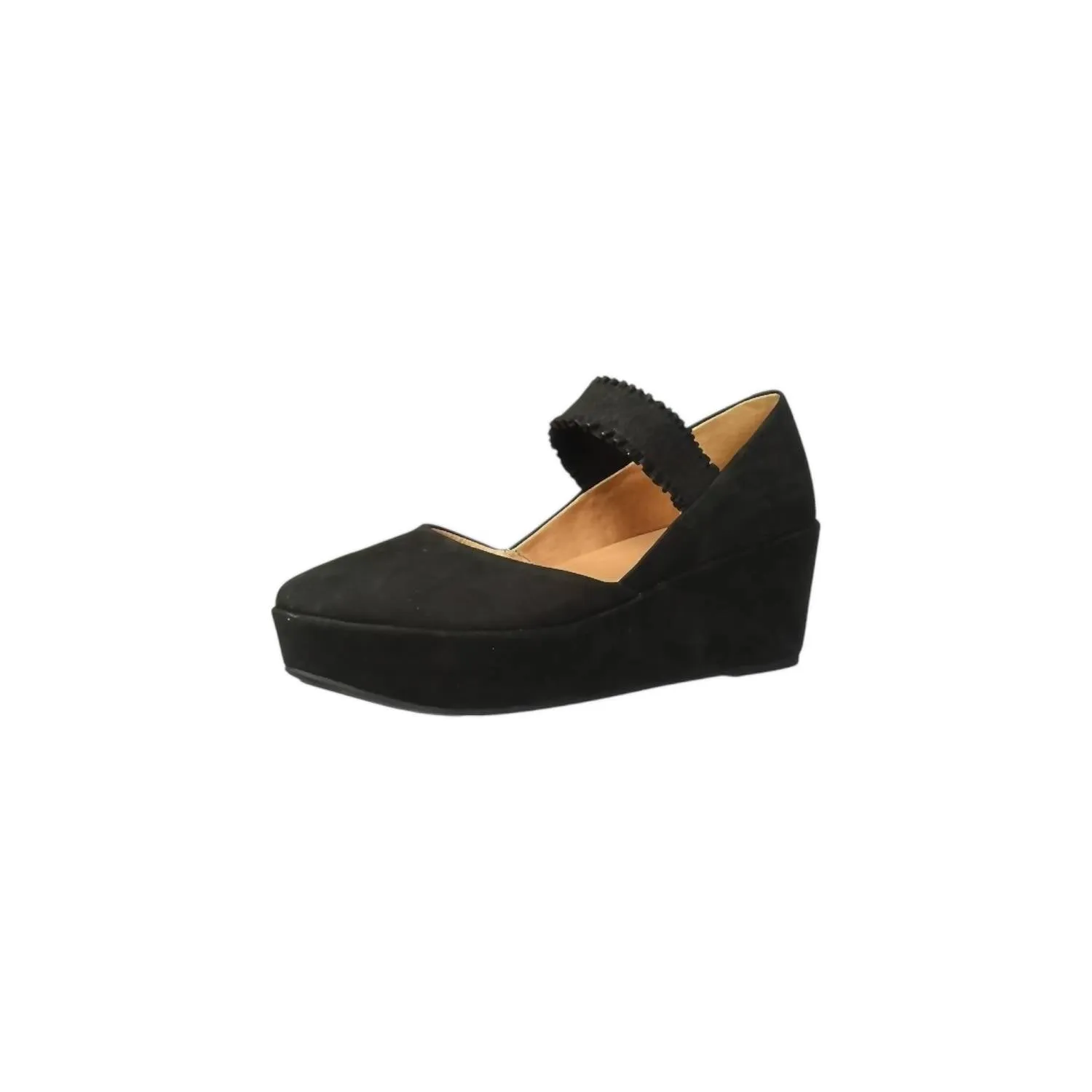 Women's Nyssa Ruffle Strap Wedge In Black