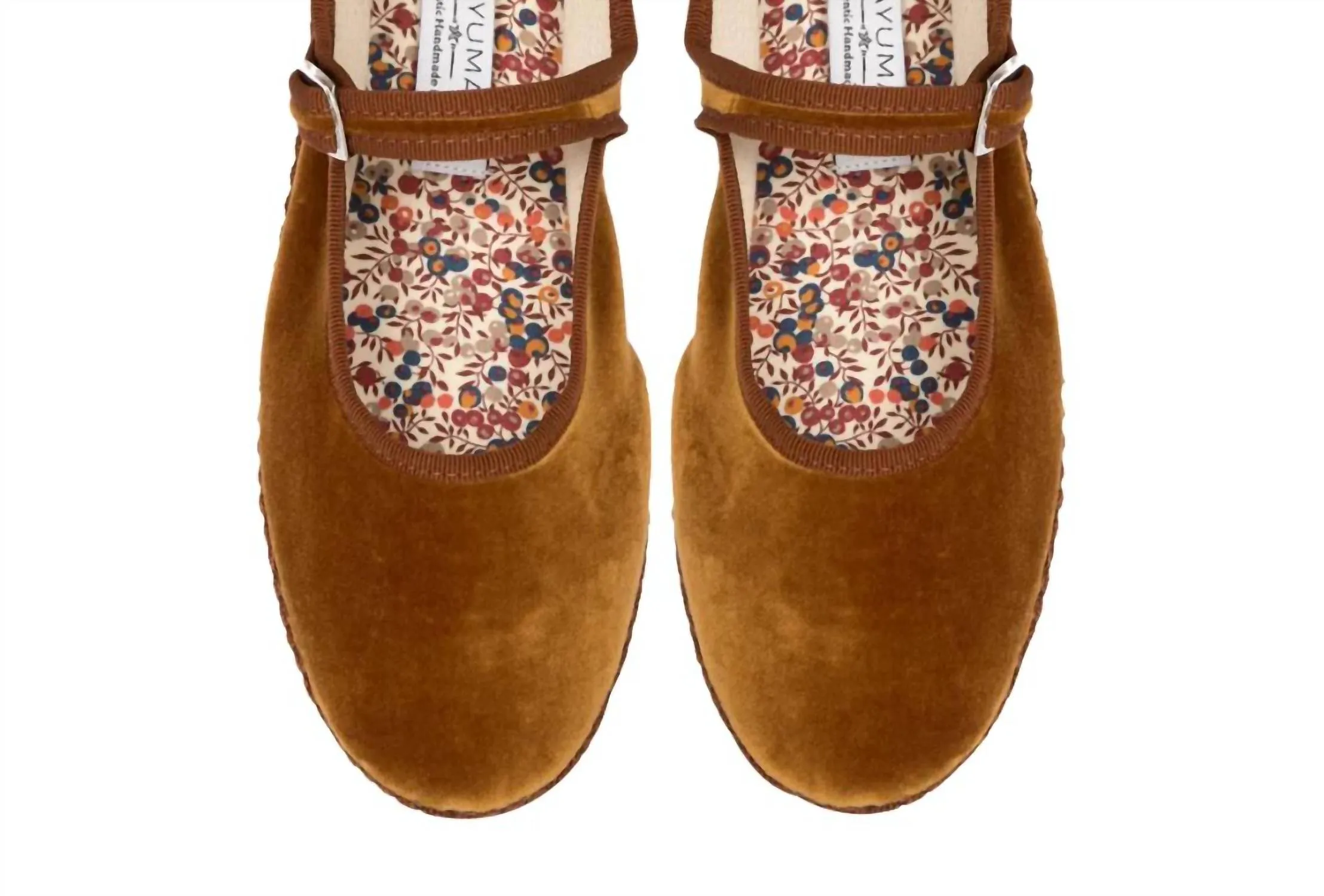 Women's Velvet Mary Jane Shoes In Warm Caramel